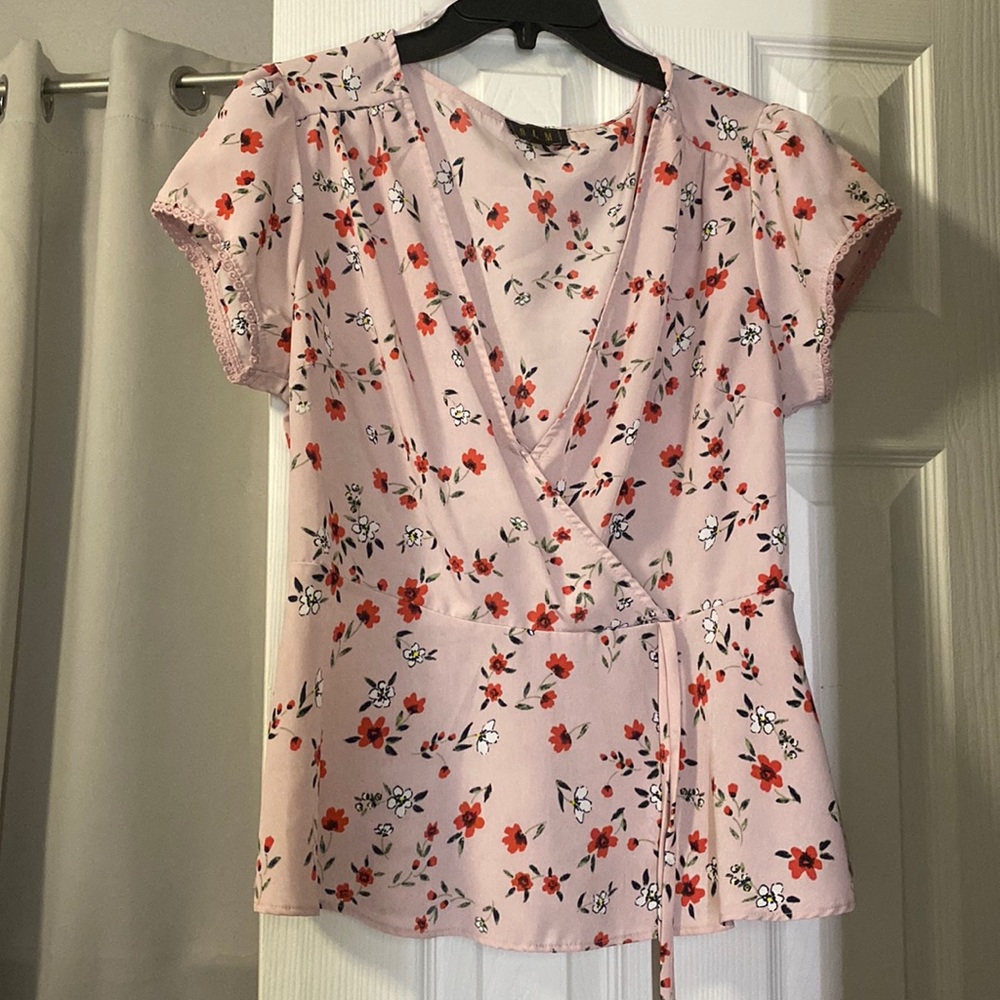 Floral Pink Deep V Top